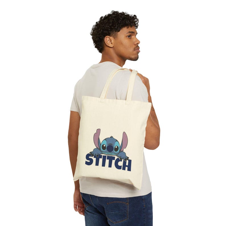 Stitch Character Tote Bag | Heavy Cotton Canvas Pouch, Playful Nostalgia image 5