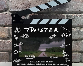 Twister (1996) Autographed Signed Facsimile Movie Clap Board Prop - Jan de Bont Helen Hunt Bill Paxton Disaster Decor