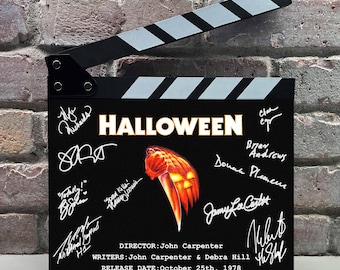 Halloween Autographed Signed Facsimile Clap Board Prop - Iconic Slasher Horror Movie Memorabilia Decor