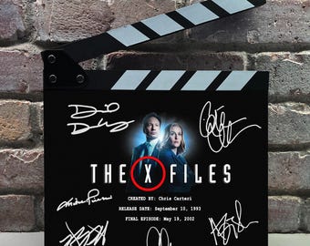 The X-Files Autographed Signed Facsimile Clap Board Prop - Iconic Sci-Fi Mystery TV Series Memorabilia Decor