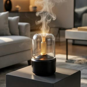 Modern Glass Dome Aroma Diffuser, 120ml Essential Oil Humidifier with Ambient Light