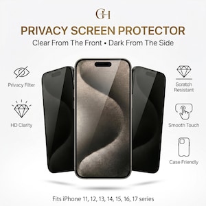 Pellicola protettiva per la privacy per iPhone serie 11-17, vetro temperato con filtro anti-spia