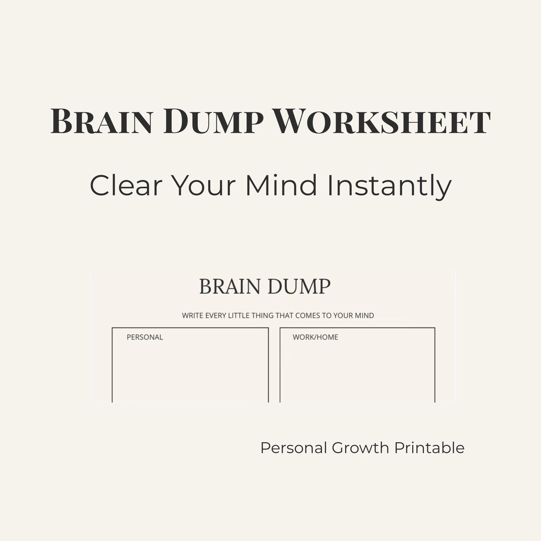 Brain Dump Worksheet Printable | Mental Clarity Planner | Overthinking ...