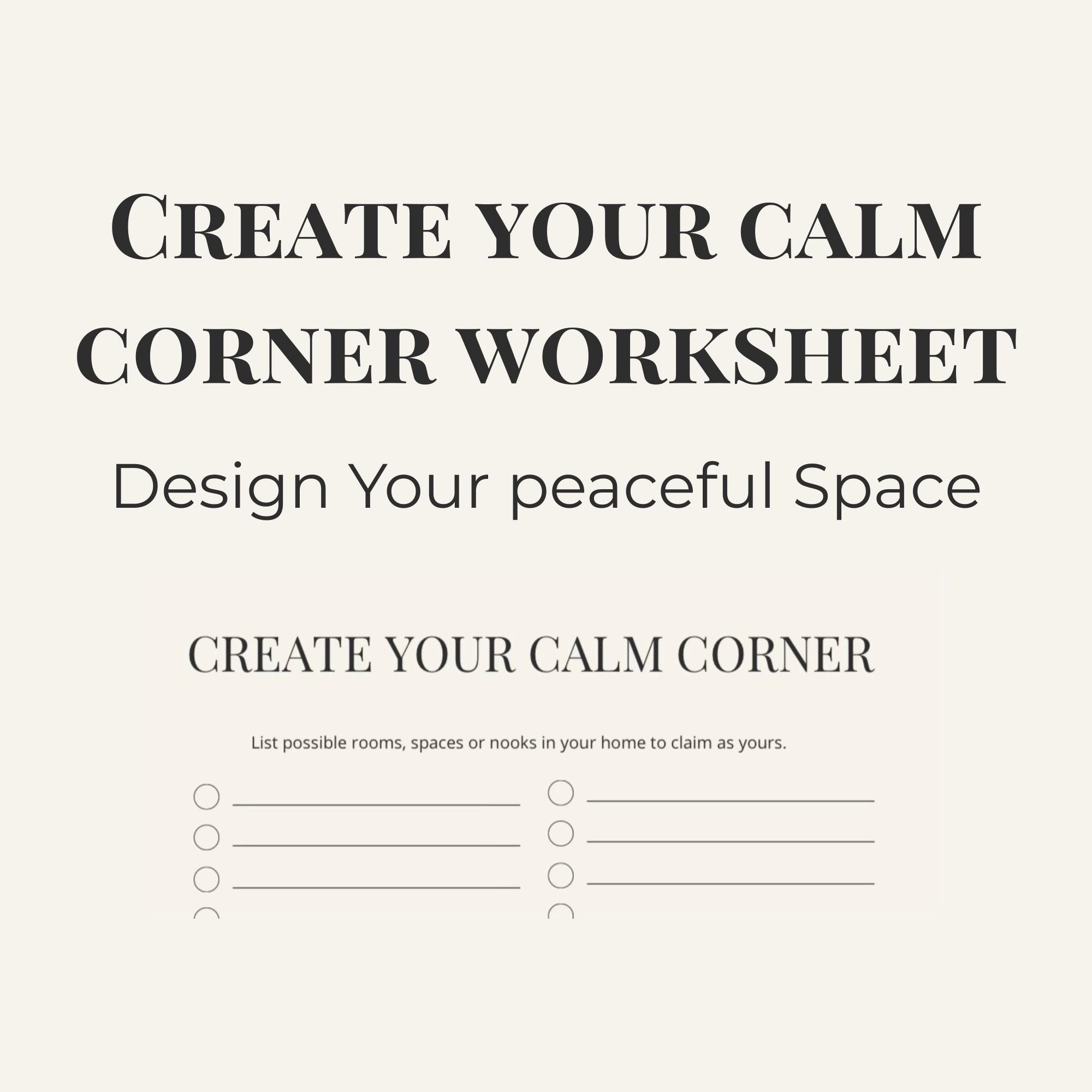 Create Your Calm Corner Printable | Anxiety Coping Worksheet | Self ...