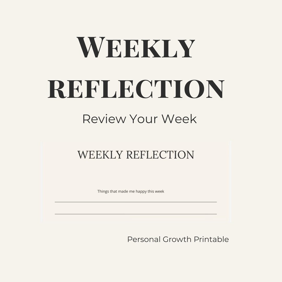Weekly Reflection Printable | Weekly Review Journal | Self Reflection ...