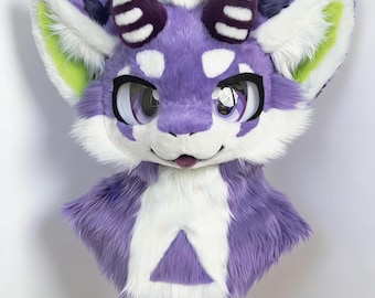 Purple Kemono Fursuit Head, Custom Furry Cosplay Mask, Cute Fluffy Animal Costume, Fantasy Creature Fandom Mask, Anime Style Furry Gear