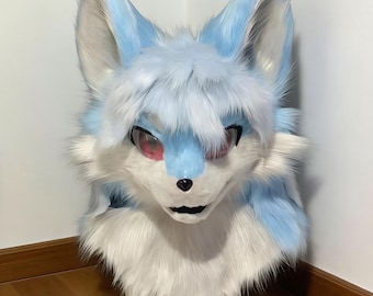 Blue wolf Fursuit Head, Cosplay Fursuit,Christmas Furry Gifts,Cute Fursuit,Cheap Furry Head,Cute Animal Cosplay Costume,Halloween Party