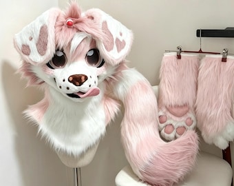 Custom Color Cute Dog Fursuit Head - Cute Animal Cosplay Costume, Kigurumi Mask, Cheap Furry Head, Christmas Furry Gifts, Halloween Party