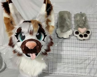 Custom Fursuit Head, Custom Furry Costume, Handmade Fursuit with Head Paws Shoes Tail Body, Custom Animal Mascot All Species Available