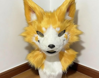 Yellow wolfhound Fursuit Head, Cosplay Fursuit,Christmas Furry Gifts,Cute Fursuit,Cheap Furry,Cute Animal Cosplay Costume,Halloween Party