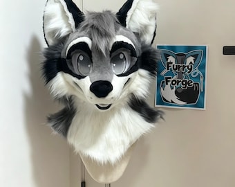 Custom Handcrafted Raccoon Fursuit Head - Cute Toony Furry Mascot Mask for Cosplay & Anime Events, Mascot Outfit Custom Color
