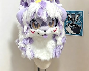 Custom Feline Fursuit Head – Japanese Kemono Kig Mask for Cosplay Conventions