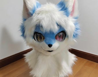 Blue Dog Kigurumi Mask|Plush Kemono Fursuit Helmet |Cute Animal Cosplay Costume|Gift for Furries|fursuit commisions| Halloween Party