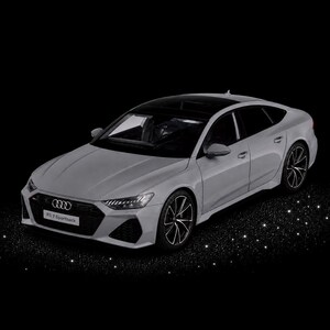 Audi RS7 Gray Sportback Diecast Model Car with Remote Control Lights and Sound Alloy Luxury Sedan Toy Collectible Gift for Car Enthusiasts