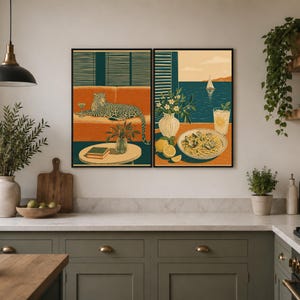 Leopard Living Room Wall Art Print Vintage Animal Poster Elegant Big Cat Interior Illustration Decor Retro Lounge Wildlife Artwork Botanical image 4