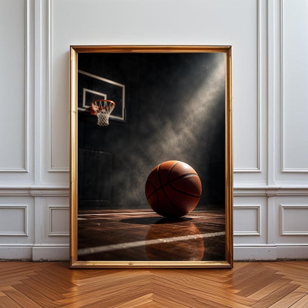 Basketball Wall Art, Basketball Court Print, Sports Photography Decor, Moody Gym Artwork, Athletic Room Decor, Basketball Gift Game Room