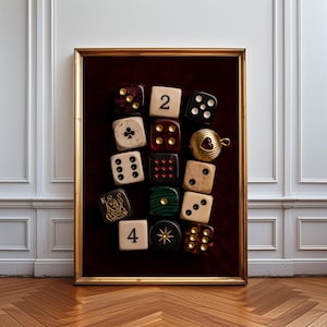 Ästhetisches Würfelposter, Spielkartenmotiv, Dekoration für Pokerräume, Wandbild für Spielzimmer, Kartensymbol-Kunstwerk, Würfeldeko, Wanddekoration für Gaming-Bereiche
