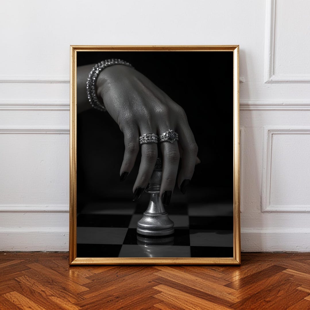 Chess Wall Art Black and White Poster, Luxury Dark Aesthetic Print ...