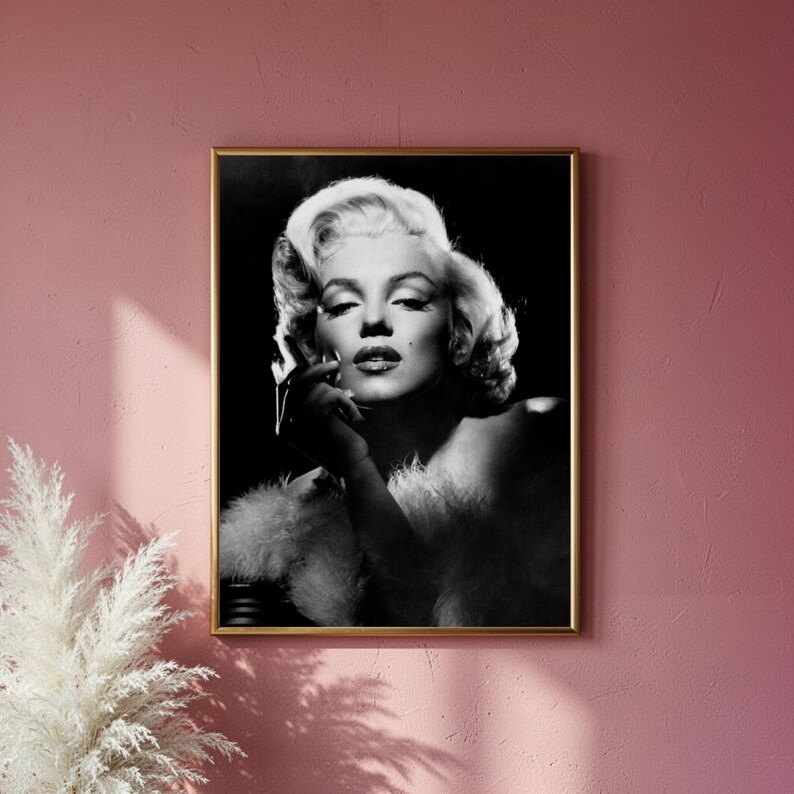 Marilyn Monroe Poster Black and White, Hollywood Glam Wall Art, Vintage ...