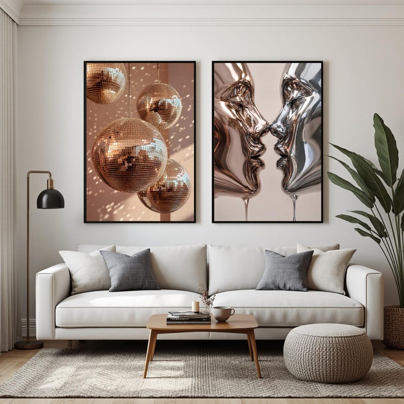 Discokugel-Wandbild, Spiegelkugel-Deko, Retro-Glamour-Fotografie, Disco-Ästhetik, Moderne Wohndeko, Wandbild für Musikzimmer, Studio-Deko Bild 8