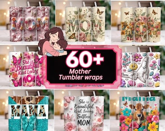 70 + Muttertag Tumbler Wrap Mega Bundle, Mom Life Tumbler, Love Mom Wrap, 20 Unzen Sublimationsdesigns, Muttertag, Floral Mom Tumble PNG