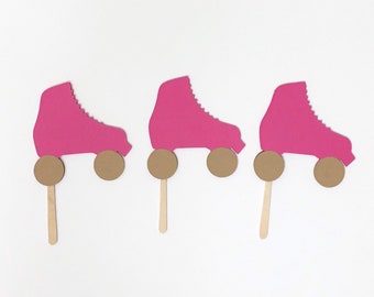 12 Roller Skate Cupcake Toppers, Roller Skate Double Sided Toppers, 2 1/4"