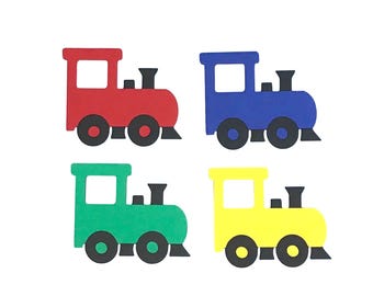12 Train Die Cuts, Train Cutouts, Train Cut Out 2 1/2", 3”, 3 1/2" or 4"