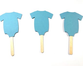 12 Baby Bodysuit Cupcake Toppers, Double Sided Toppers, Baby Shower Cupcake Toppers, 2 1/4"