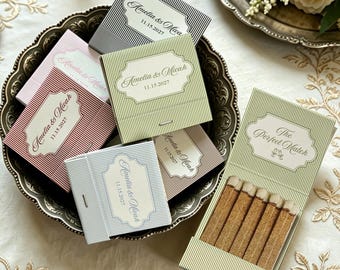 Personalized Striped Wedding Matchbooks, The Perfect Match Wedding Favors, Custom Matchbook Favors, Elegant Guest Gifts