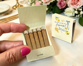 She Found Her Main Squeeze Matchbook Favors, Custom Wedding Bridal Shower Engagement Party Guest Gifts, Lemon Theme Matchbooks