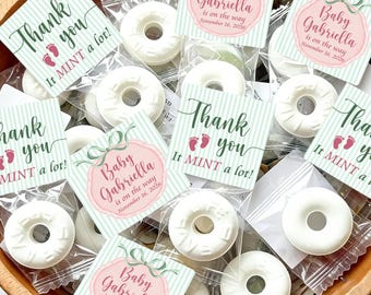 Personalized Baby Shower Mint Favor, Custom Mint Candy Thank You Tags, Baby Shower Favor Labels, Gender Reveal Party Decor