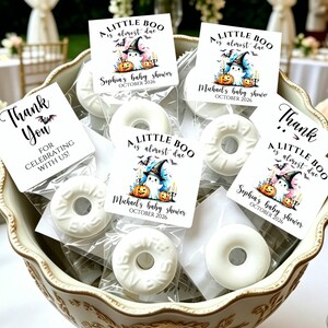 Halloween Baby Shower Mint Favors, A Little Boo Is Almost Due Baby Shower Candy Favors, Custom Halloween Thank You Guest Gifts image 5