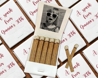 Personalized Birthday Matchbook Favors, Custom Photo Matches for 30th Birthday Party, 21st  / 40th / 50th Milestone Celebration Guest Gifts