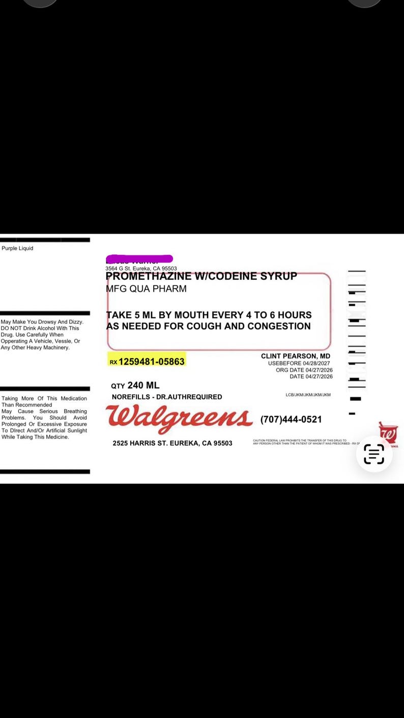 Editable Walgreen Promethazine Prescription Template - Etsy