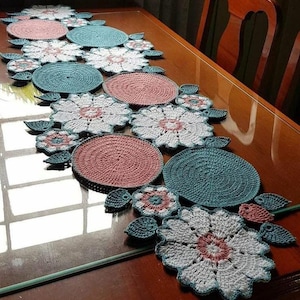 Boho Floral Crochet Table Runner Pattern PDF – Motif Lace Design