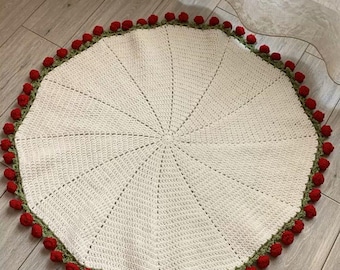 Textured Rose Border Round Crochet Blanket Pattern | Floral Throw, Beginner Friendly (PDF Download)