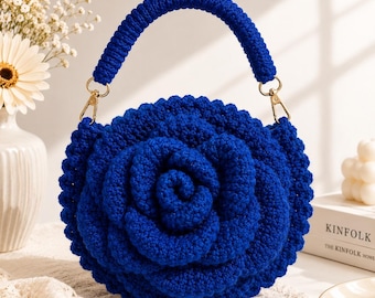 Crochet Rose Bag Pattern | 3D Floral Purse PDF