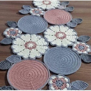 Boho Floral Crochet Table Runner Pattern PDF – Motif Lace Design