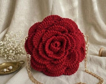 Häkelanleitung für eine Rosentasche, 3D-Blumen-Schultertasche (PDF-Download)