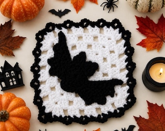 Bat Granny Square Crochet Pattern PDF | Easy Halloween Motif