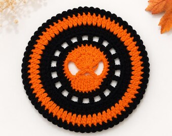 Halloween Skull Crochet Coaster Pattern | Crochet Doily PDF | Gothic Decor