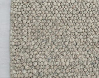 Chunky Wool Pebble Rug, Textured Neutral Scandinavian Farmhouse Carpet