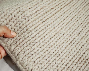 Handwoven Chunky Knit Wool Rug, Ivory Wool Area Rug, Scandinavian Minimalist Carpet, Handmade Modern Floor Rug, Bedroom Living Room Decor