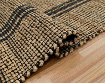 Hemp Handmade Rugs | Brown Custom Hemp Handmade Rugs | Jute Area Natural Fiber Farmhouse Gold Rugs | Handwoven Vintage Jute Braided Rugs