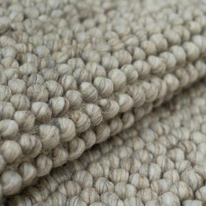 Handwoven Wool Bubble Rug, Mustard Golden Area Rug with Dark Brown Motifs, Handmade Textured Rug for Living Room, Bedroom, Modern Home Decor