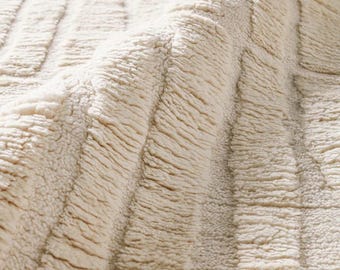Hand-knotted Ivory Geometric Rug | Textured Wool Area Rug | Minimalist Scandinavian Rug | Neutral Modern Carpet | Handmade Designer Rug