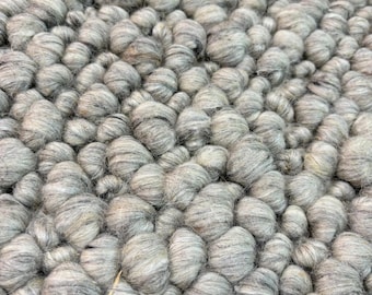 Handwoven Chunky Wool Rug | Pebble Texture Area Rug | Thick Loop Wool Carpet | Modern Neutral Rug | Cozy Handmade Designer Rug