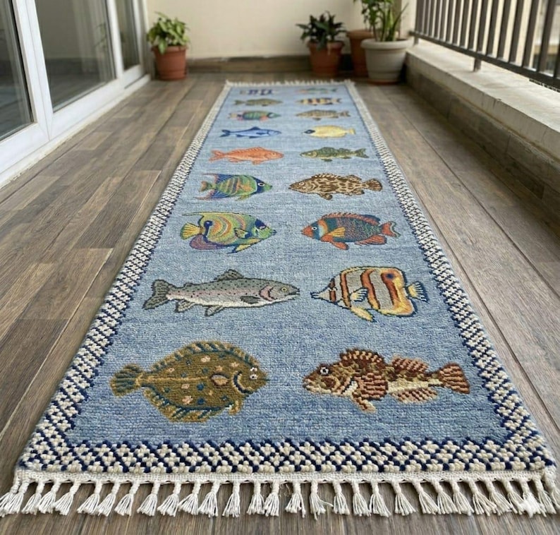 hand knotted fish rug