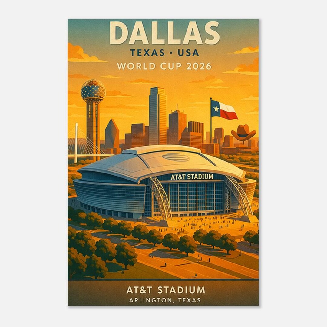 AT&T Stadium World Cup 2026 Poster | Dallas Texas Soccer Art (retro) - Etsy