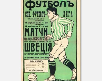 Poster vintage di calcio - Stampe classiche su carta opaca per appassionati di sport nei toni del verde e del crema